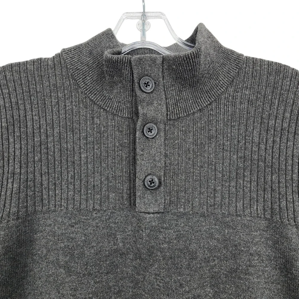 Duluth L Gray Merino Wool Blend Mock Neck Pullover Sweater Gorpcore Workwear
